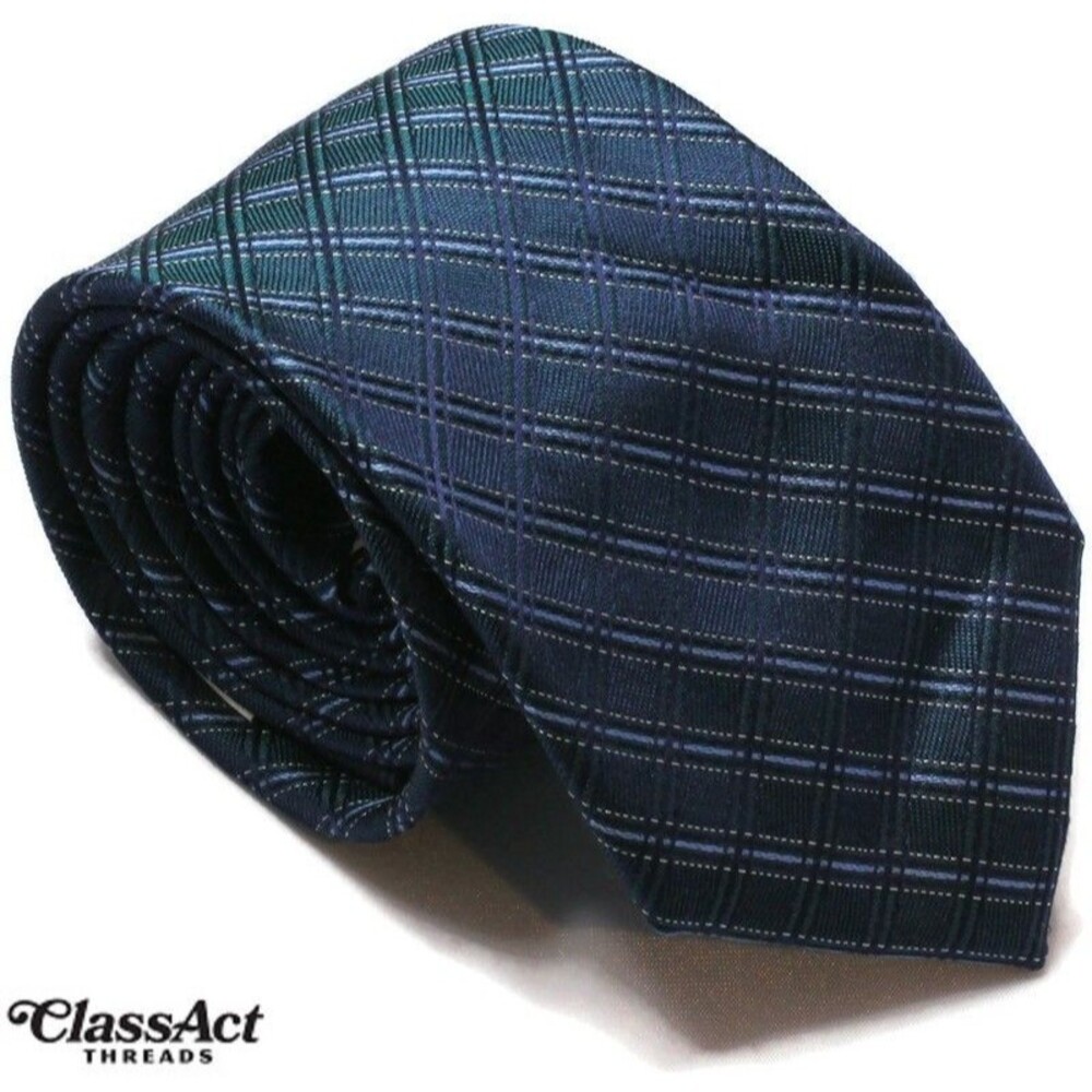 JOS. A. BANK 1905 Mens 100% Silk Skinny Necktie Designer Geometric Blue